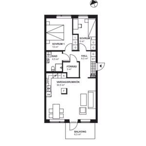 Hyr ett 2-rums lägenhet på 59 m² i Finspång