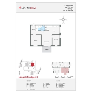 Hyr ett 3-rums lägenhet på 72 m² i Langetoftsvägen 6, 8