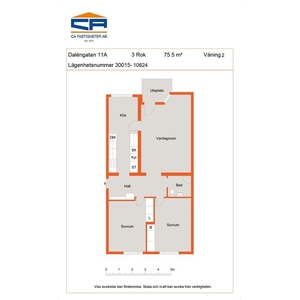 Hyr ett 3-rums lägenhet på 76 m² i Kalmar