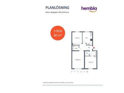 Hyr ett 3-rums lägenhet på 80 m² i ESKILSTUNA