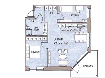 Hyr ett 3-rums lägenhet på 77 m² i Värnamo