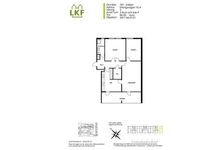 Hyr ett 3-rums lägenhet på 86 m² i Eddan, Linero