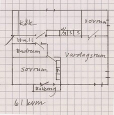 3 rums lägenhet i Halmstad